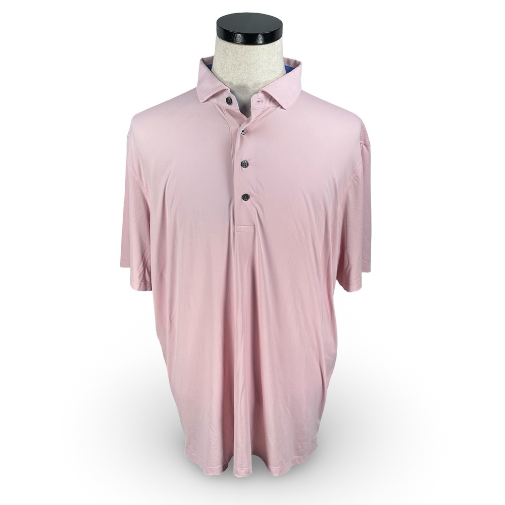 Greyson Mens XL Pink Short Sleeve Performance Golf Polo Shirt Stretch Nylon